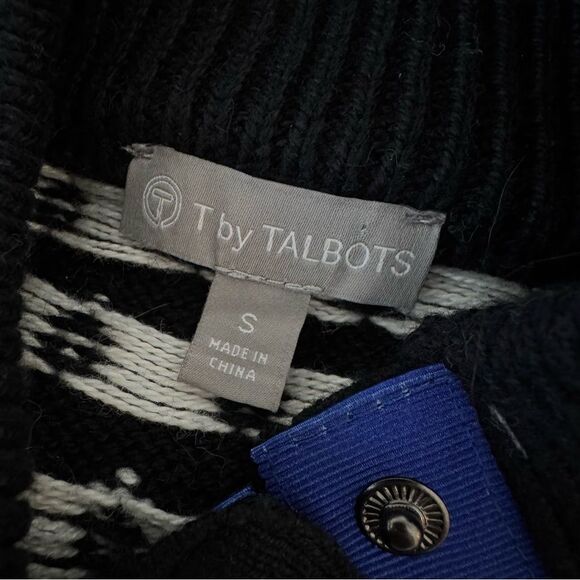 T by TALBOTS Thermolite Snap Button Mockneck Sweater Fair Isle Nordic Cozy - Picture 8 of 9